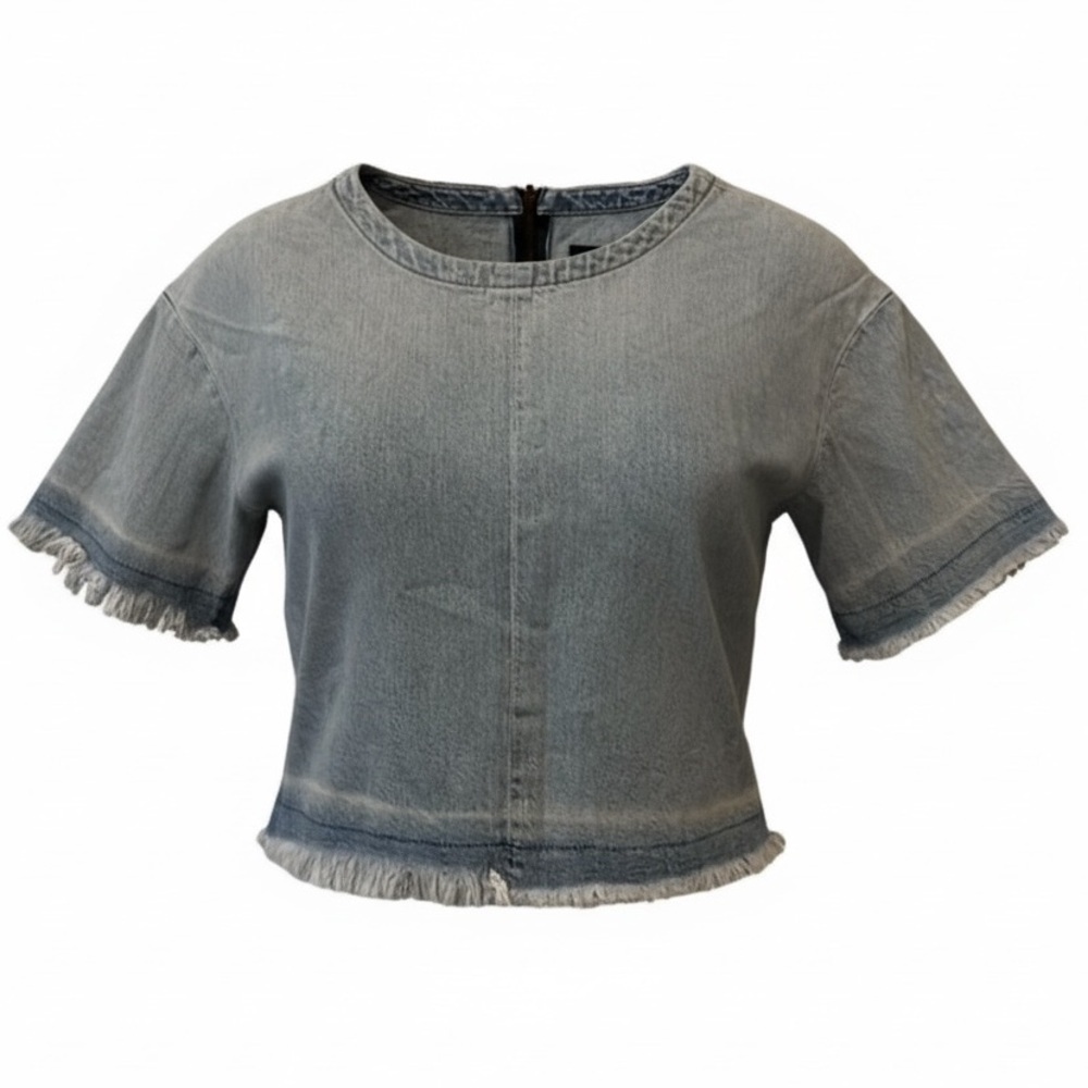 J Brand distressed denim top, small